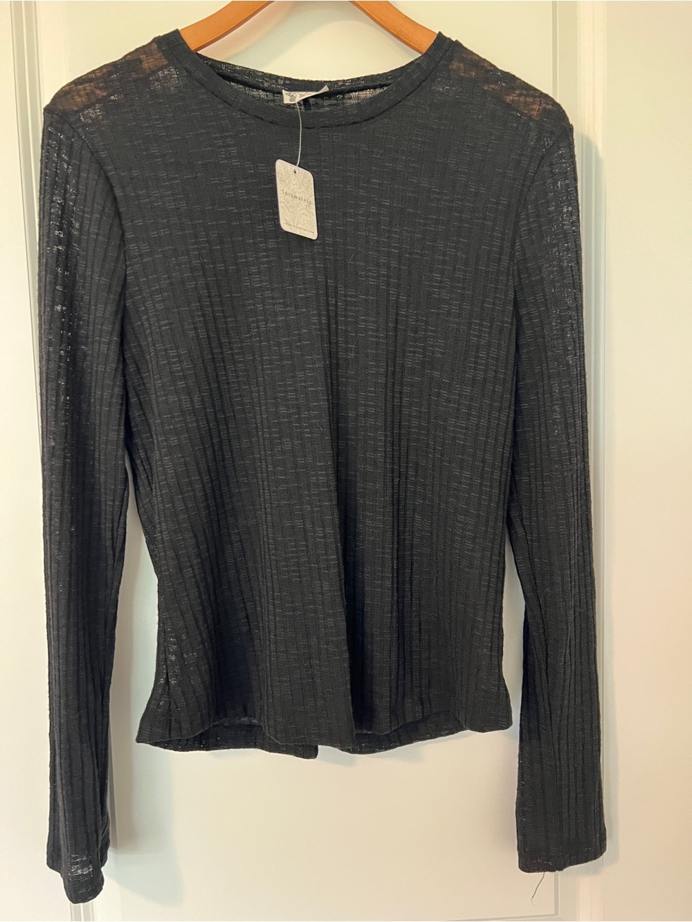 Free People Black Long Sleeve Top - Large NWT